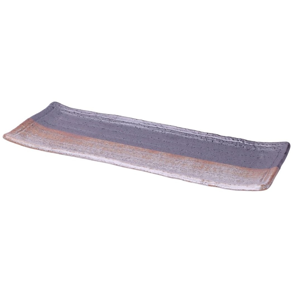 志野ぬり分け長皿 12"