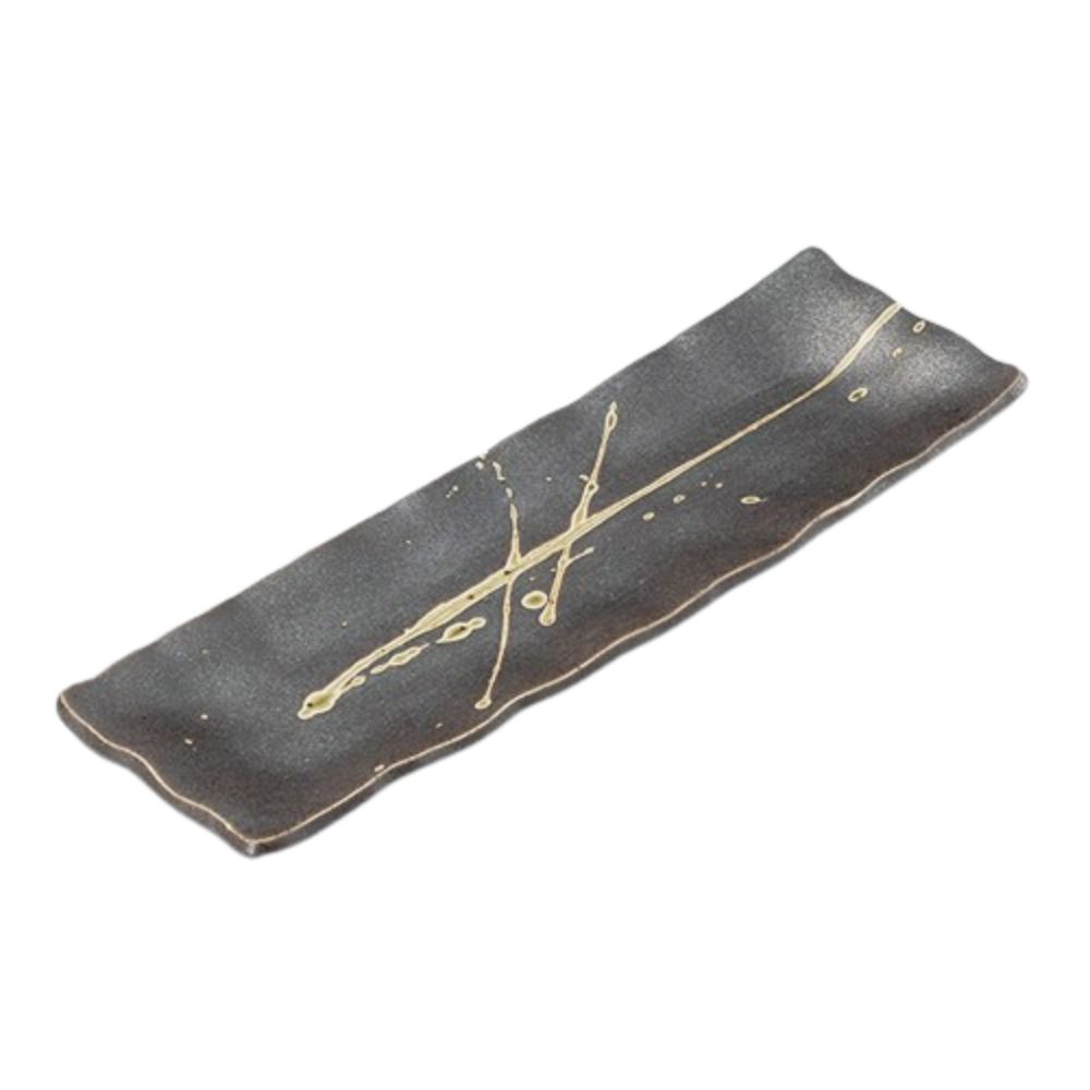 茶乱刷毛サンマ皿 12.5"