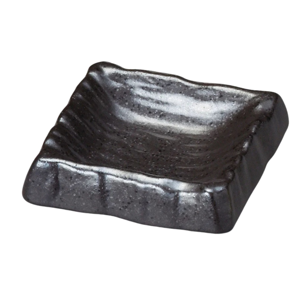 Bizen Kuro Square Sauce Dish 3"