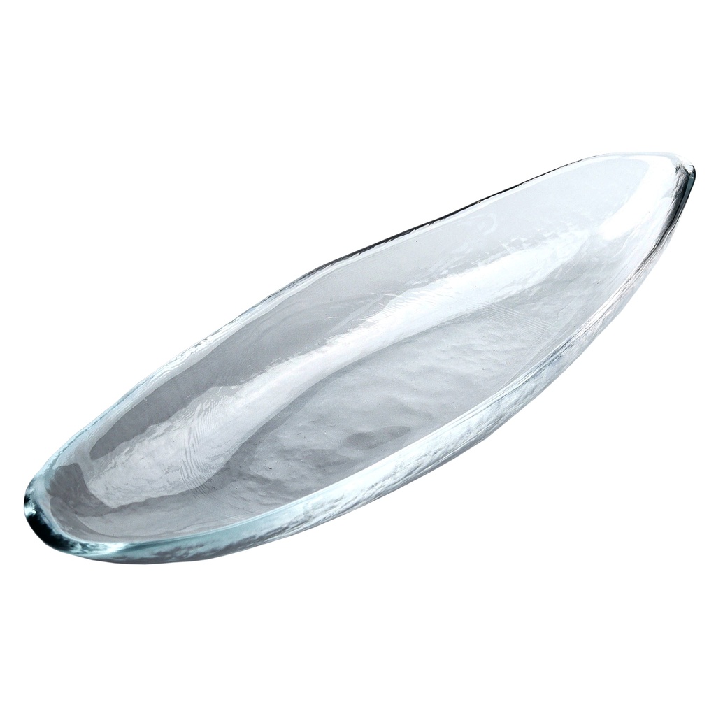 Oval Hammered Glass Plate 28 cm