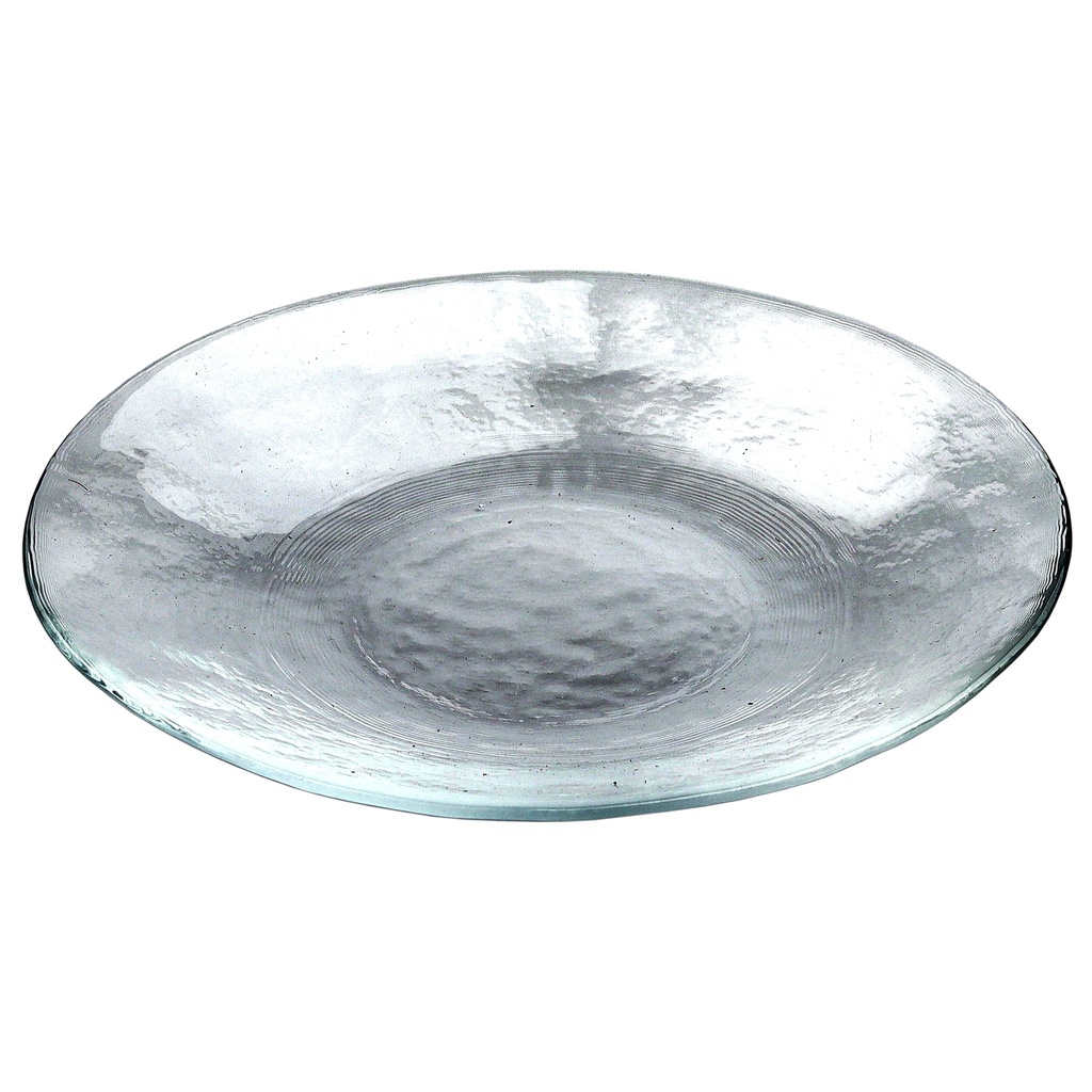 Hammered Round Glass Plate 20 cm