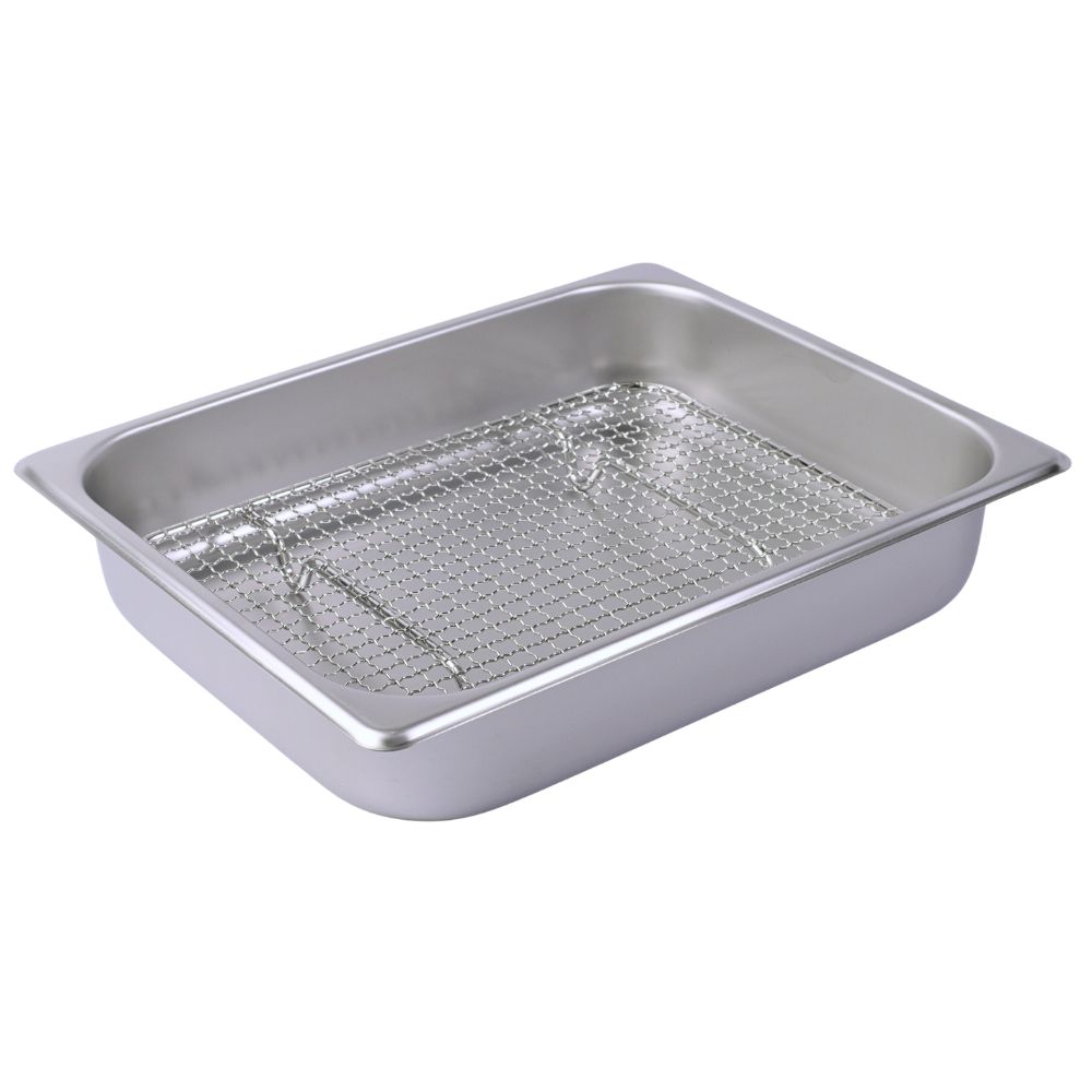 Stainless Steel Tray with Net  32.5x26.5x10 cm