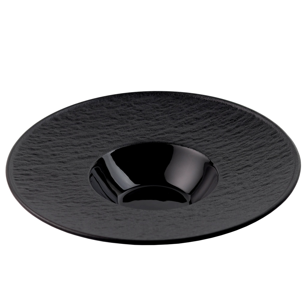 จานซุปกลมลายหินสีดำ 11 นิ้ว