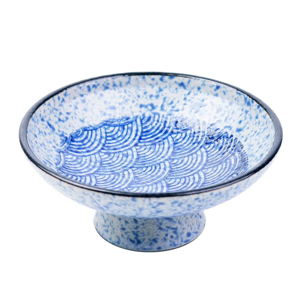 พานลายคลื่นสีน้ำเงิน 5 นิ้ว