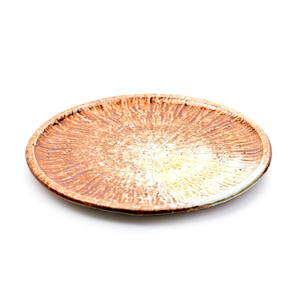 จานกลมคาเฟ่ลายเปลวสุริยะ 18.5 ซม.