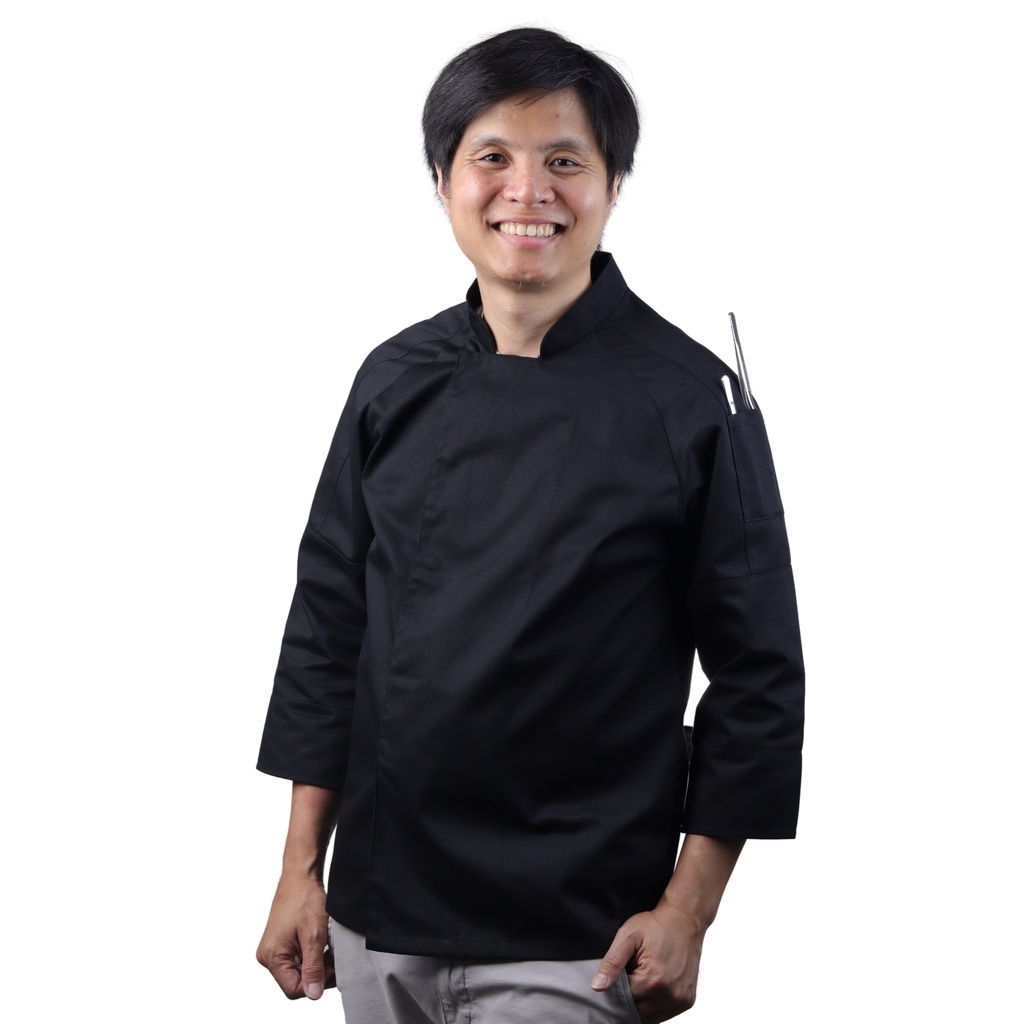 ชุดเชฟแขนยาวสีดำซ่อนรังดุม XL