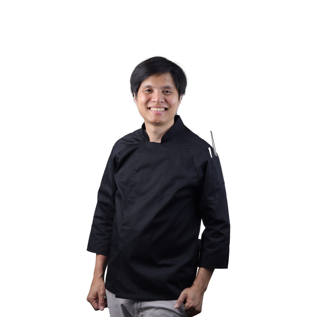 ชุดเชฟแขนยาวสีดำซ่อนรังดุม 2XL