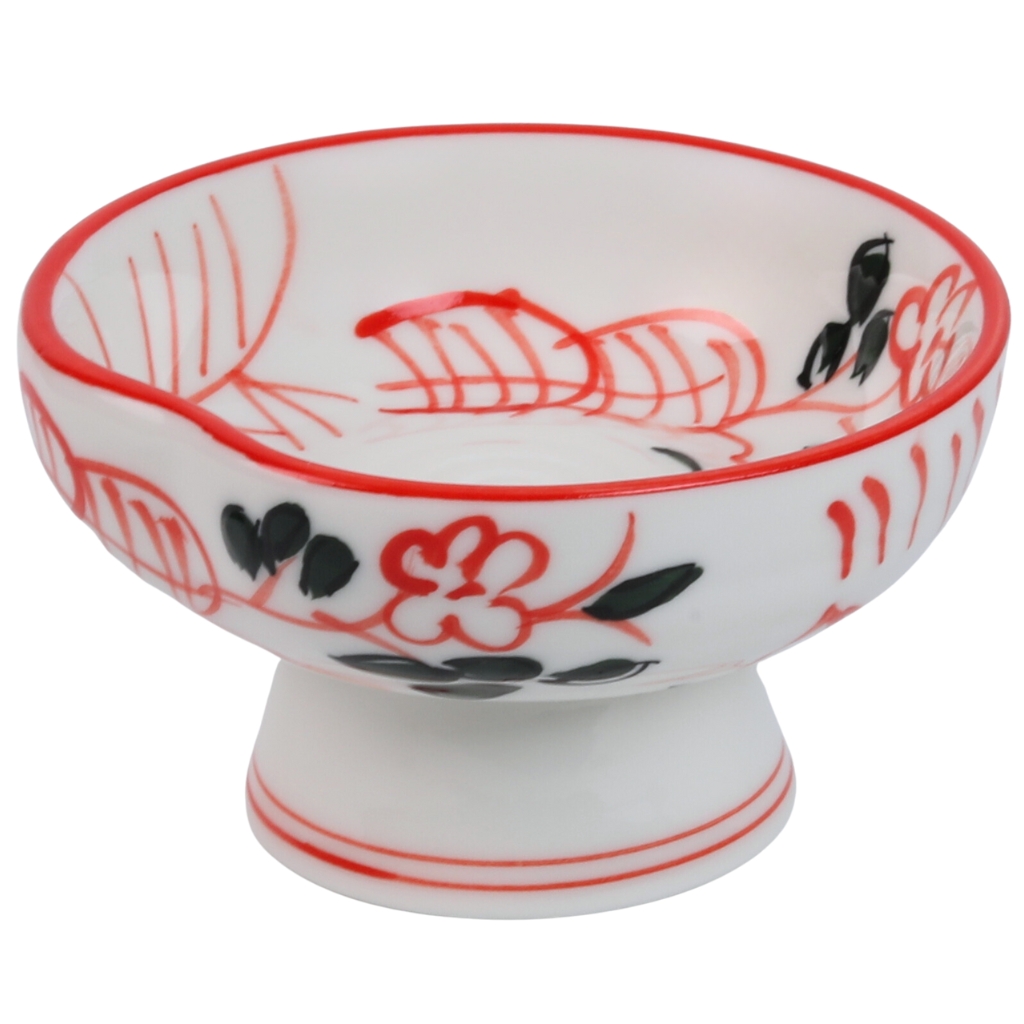 พานลายเส้นพู่กันสีแดง 3.5 นิ้ว