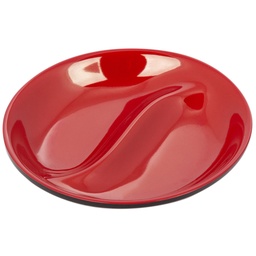 [MLM0171] 2 Compartment Round Sauce Dish 3.75” (Black-Red)