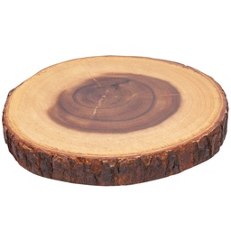[WOD0065] Bark Rimmed Round Wooden Plate 8.5"