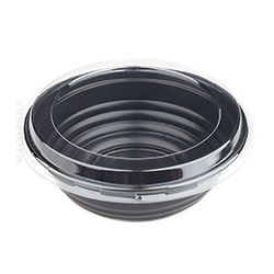 [DPP0073] Disposable Black PP Bowl with Clear Lid 18 cm (50 Sets)