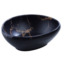 [MLM0225] ชามทรงรี Black Marble 6.25 นิ้ว (27-004)