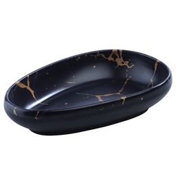 [MLM0233] จานทรงรี Black Marble 7.75 นิ้ว (27-001)