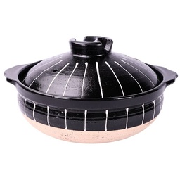 [CRM0806] Donabe nabe 27 cm (White Stripes)