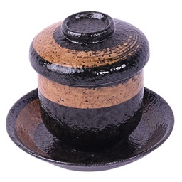 [CRM0835]  蒸し椀 120 ml (黒丸)