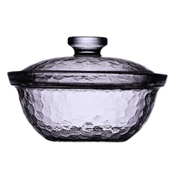 [GLS0114] Hammered Glass Bowl with Lid 12 cm