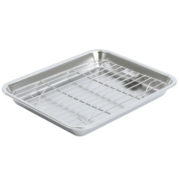 [SET0086] Stainless Steel Tray with Net 26x21x3 cm
