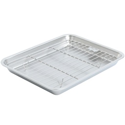 [SET0089] Stainless Steel Tray with Net 29x23x3 cm