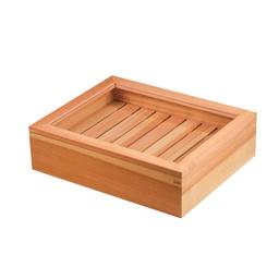 [KWD0027] 透明な蓋付きの木製ボックス 35x28x10 cm