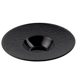 [CRM0928] จานซุปกลมลายหินสีดำ 11 นิ้ว