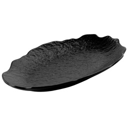 [CRM0932] Oval Plate with Wavy Edge 12" (Black Stone)