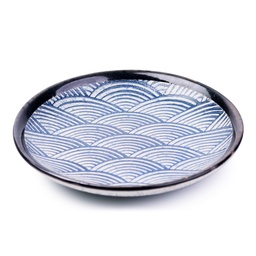 [CRM0997] จานแบ่งลายคลื่นสีน้ำเงิน 5 นิ้ว