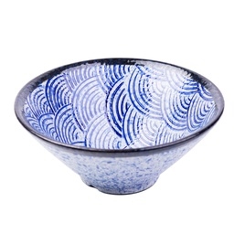 [CRM1000] ชามปากบานลายคลื่นสีน้ำเงิน 7 นิ้ว