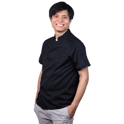 [CLH0114] ชุดเชฟแขนสั้นสีดำซ่อนรังดุม 3XL