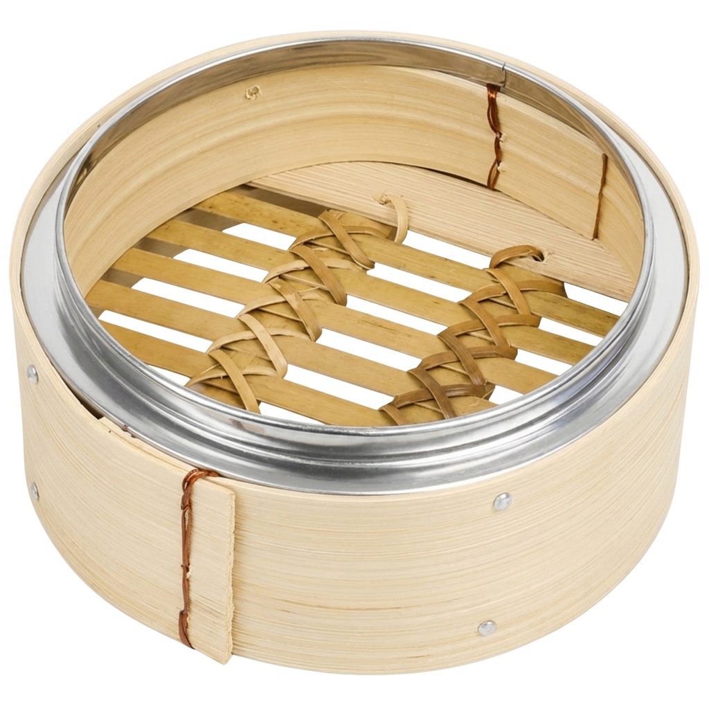 Bamboo Steamer Base 5" (Stainless Rim)