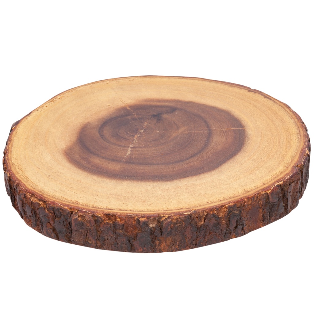 Bark Rimmed Round Wooden Plate 11.5"