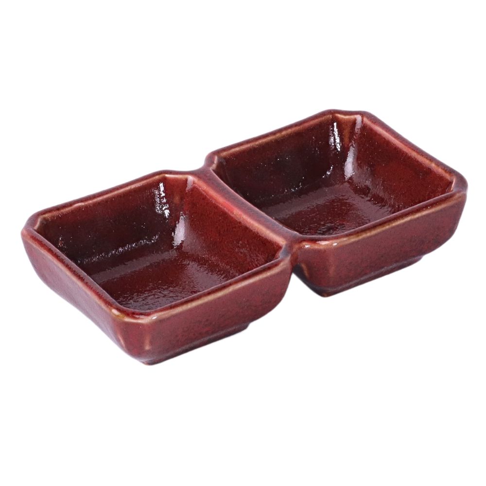 2 Compartment Sauce Dish (Black Rose)