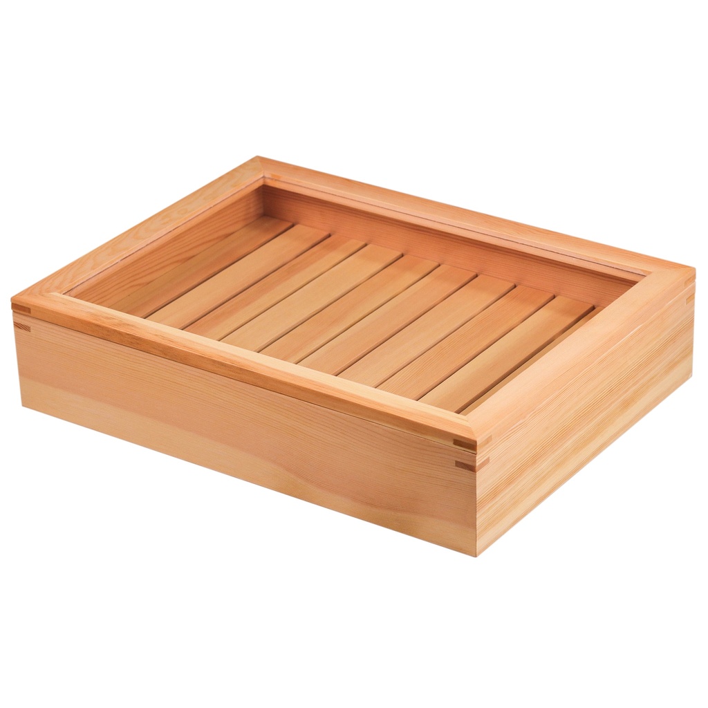 Wooden Box with a Clear Lid 42x32x10 cm