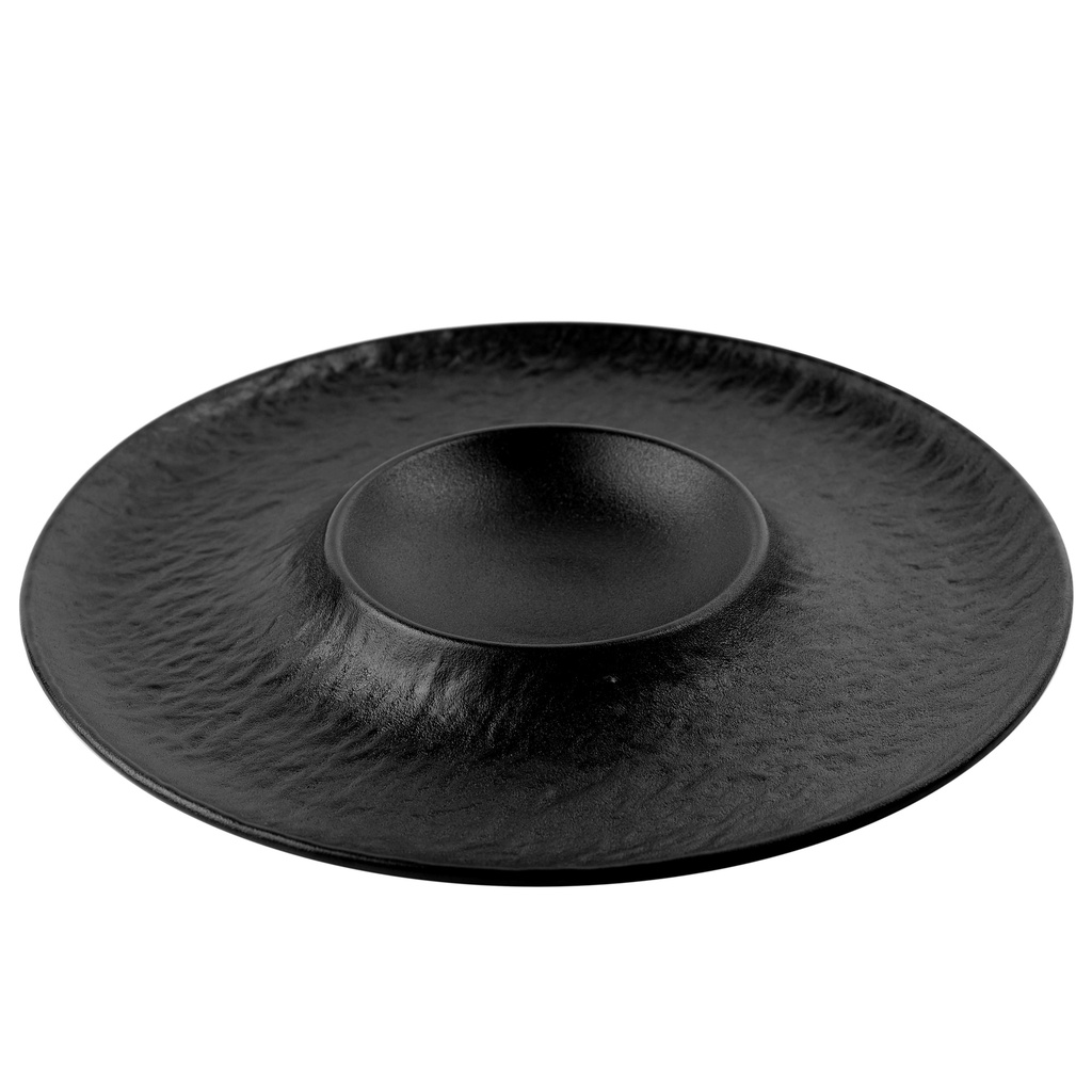 クレーター 丸皿 12" (黒石)