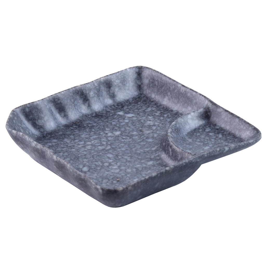 จานเกี๊ยวซ่าจตุรัสลายหินอ่อนดำ 6.75 นิ้ว