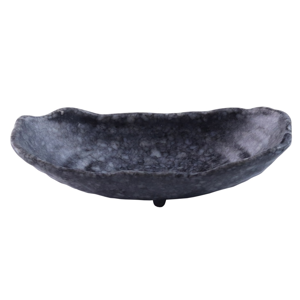 จานรูปกล้วยลายหินอ่อนดำ 7.5 นิ้ว