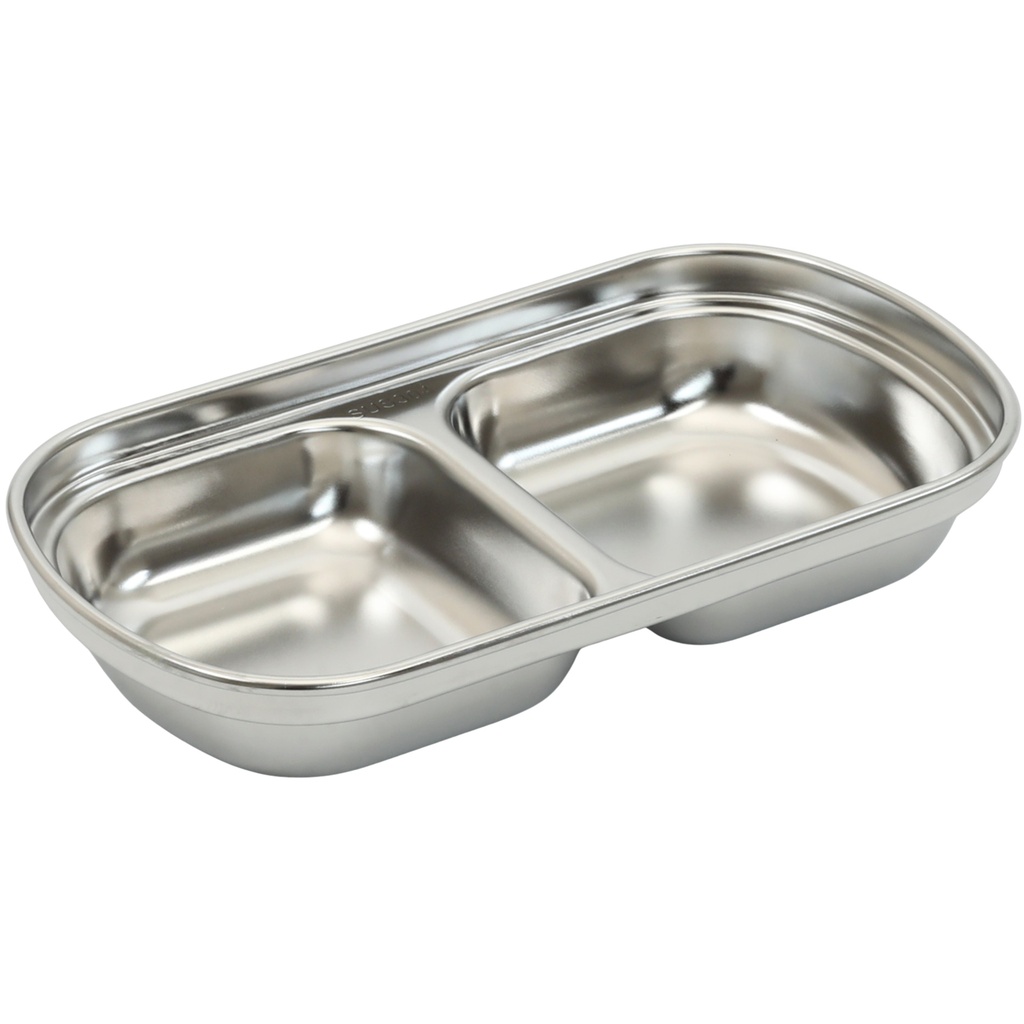 Stainless Steel Square Sauce Dish (2 Compartments)