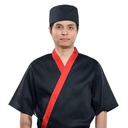 [CLH0002] Japanese Chef Coat Size L (Black/Red)