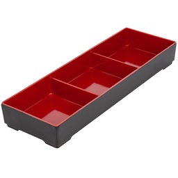 [MLM0163] 3 Compartment Bento Tray 13.75" (Black-Red)