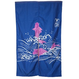 [RDC0015] Fish Blue Curtain (Noren) 850 x 1500 mm.