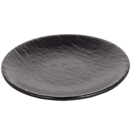 [MLM0192] Black round plate 9" (Rock pattern)