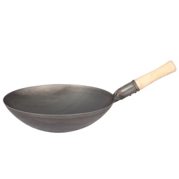 [KIR0008] Carbon Steel Wok 40 cm (Wooden Handle)