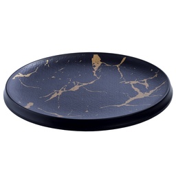 [MLM0208] จานกลม Black Marble 9 นิ้ว (25-013)