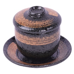 [CRM0839]  蒸し椀 150 ml (黒丸)