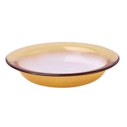 [GLS0130] Round White Glass Plate with Brown Rim 20 cm