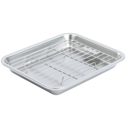 [SET0085] Stainless Steel Tray with Net 23x19x3 cm