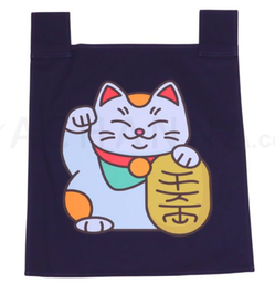 [SET0108] ผ้าม่านญี่ปุ่นสีน้ำเงินแมวกวัก 35X40 ซม.